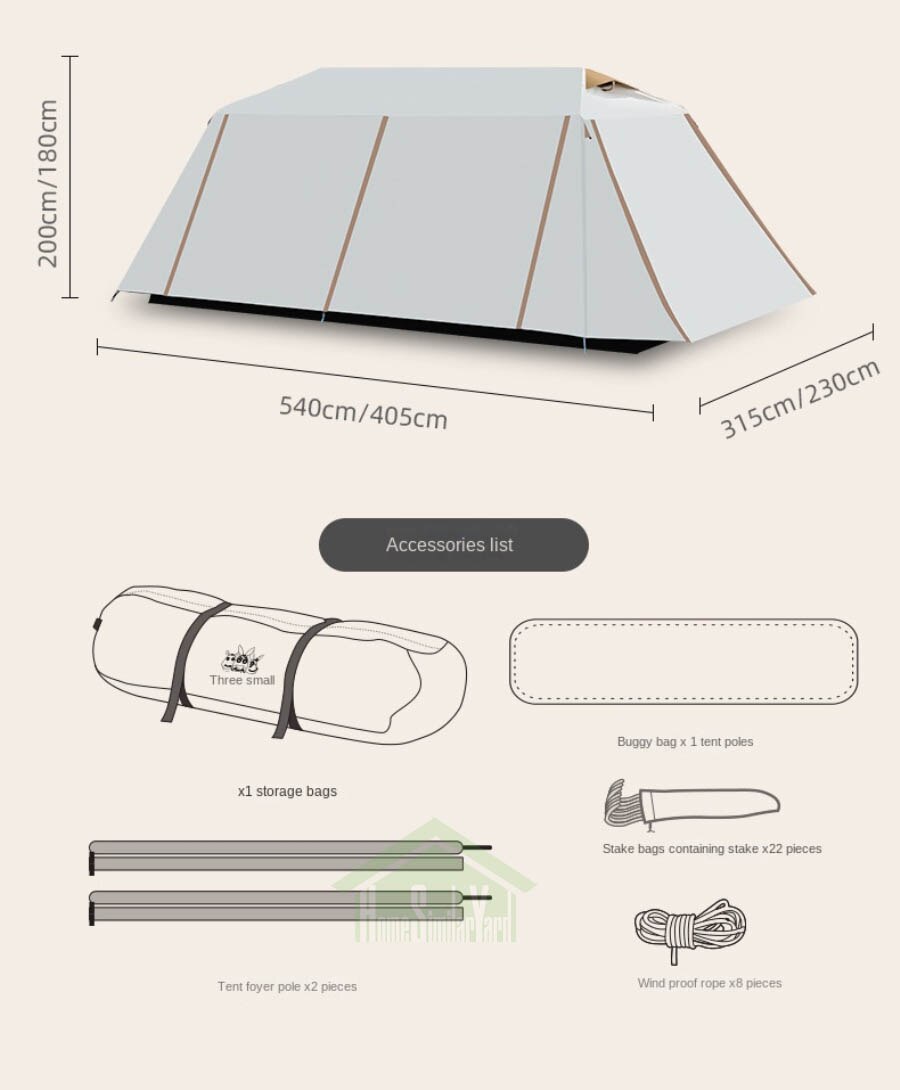 Cheap Goat Tents Outdoor Two Bedroom One Living Room Black Coated 5 8Person Tents Sun Shading Anti Ultraviolet Fishing Camping Automatic Tent   